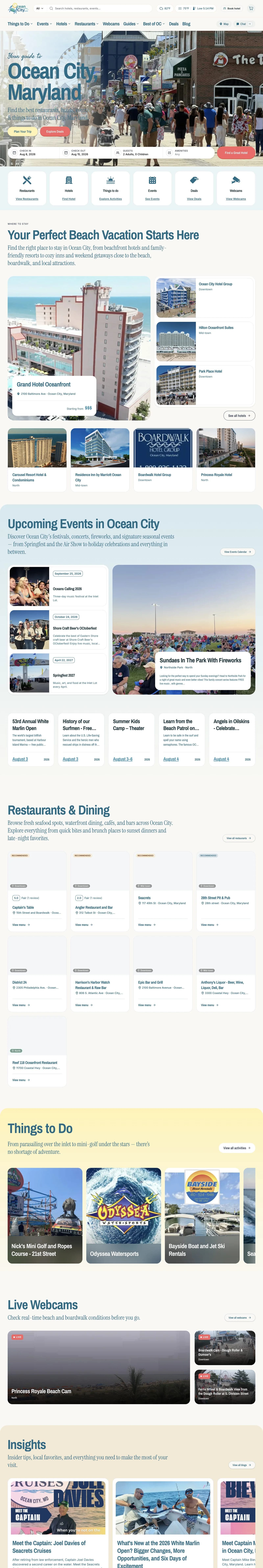 The rebuilt OceanCity.com homepage