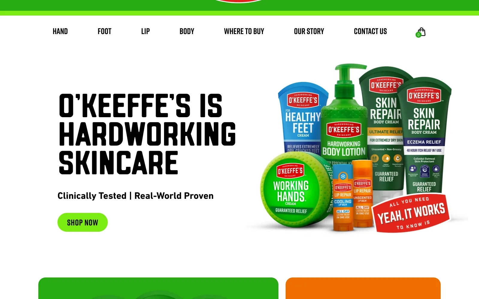 O’Keeffe’s homepage: O’Keeffe’s is hardworking skincare