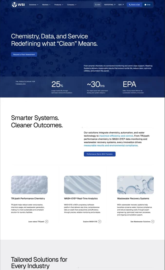 Washing Systems homepage design