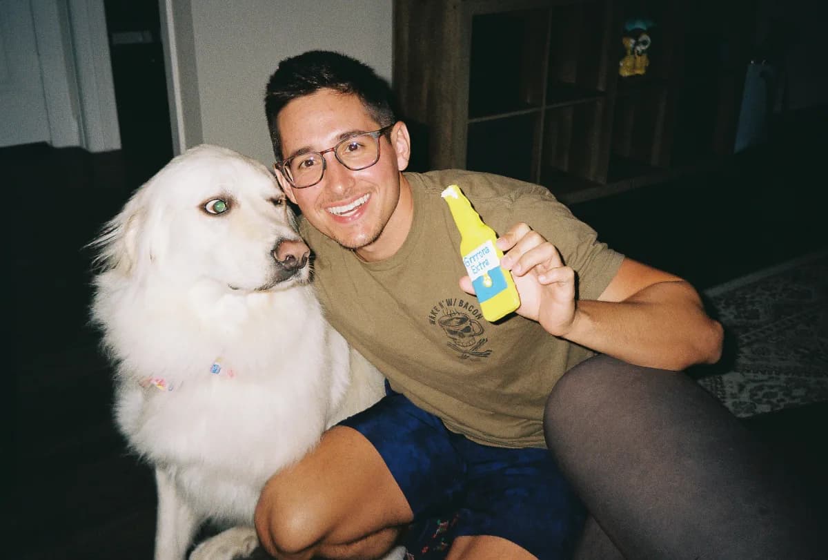 Travis and his dog Apollo, shot on 35mm film