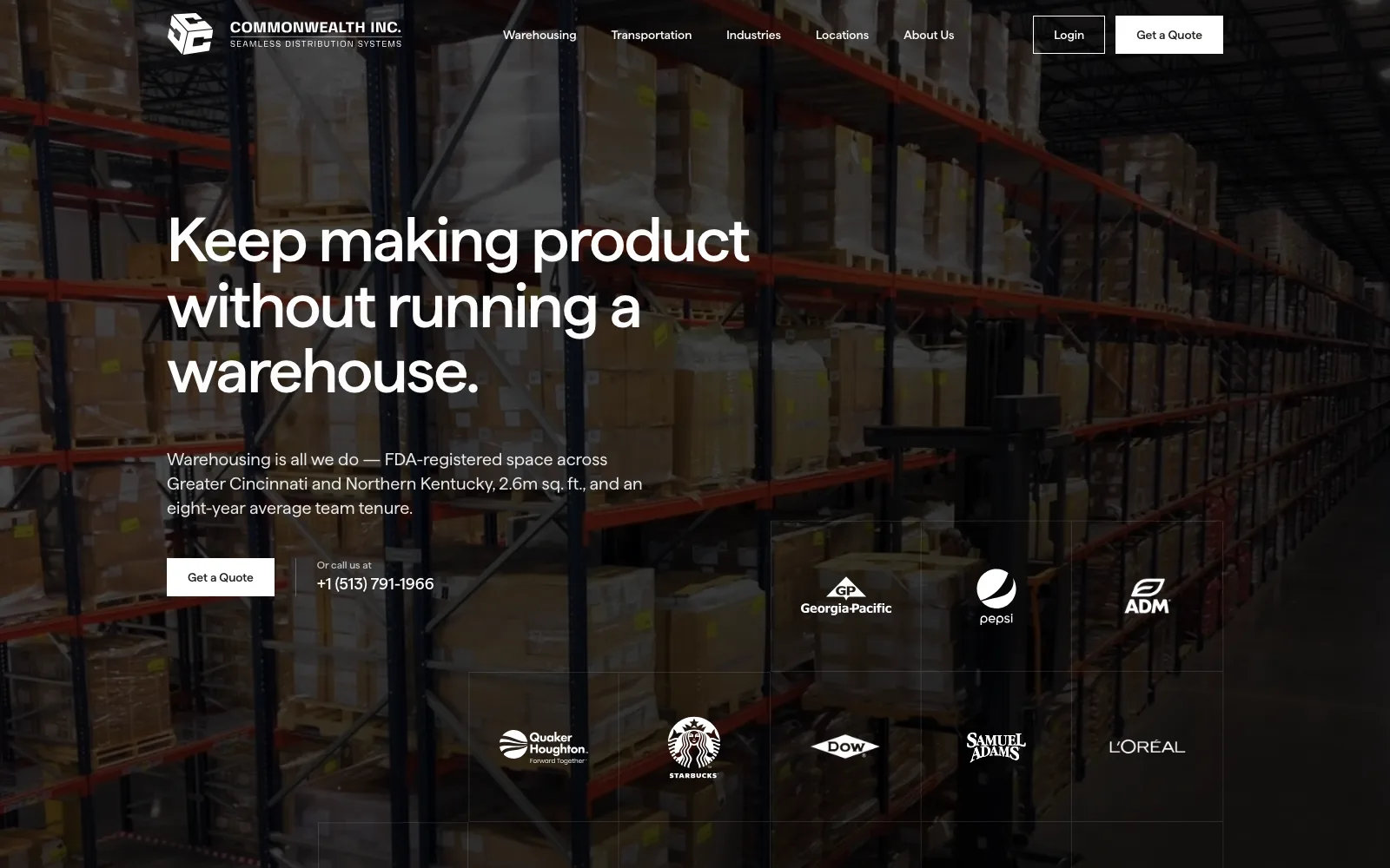 Commonwealth Inc. homepage: Keep making product without running a warehouse