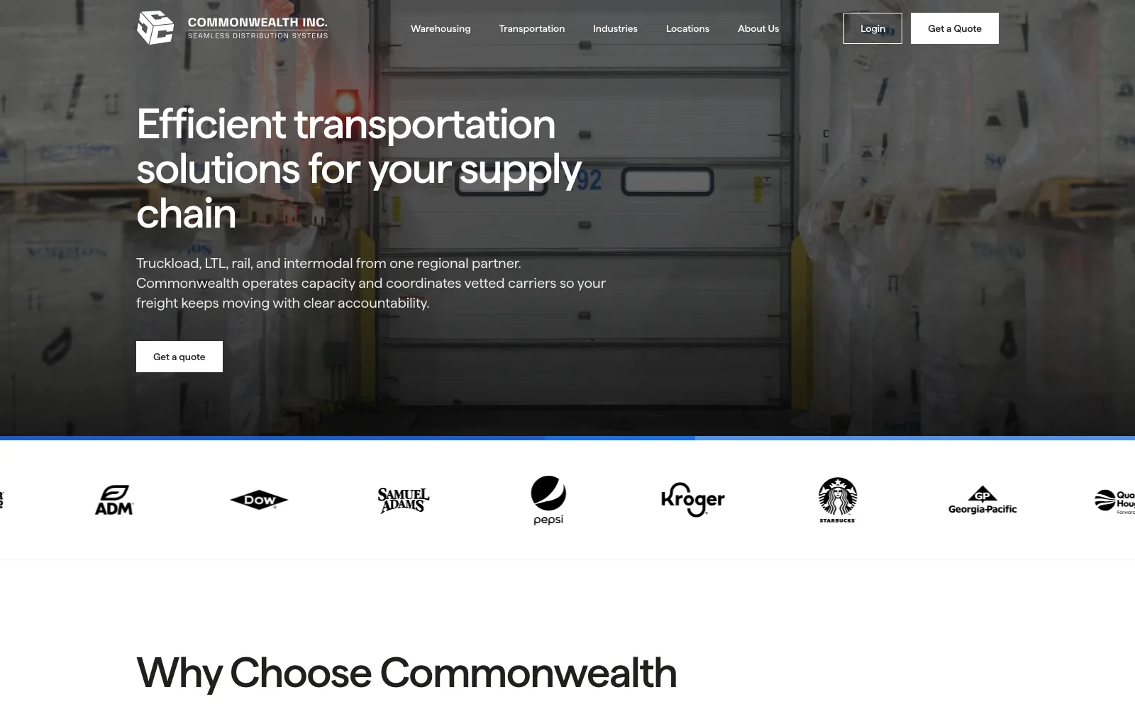 Commonwealth Inc. transportation services page