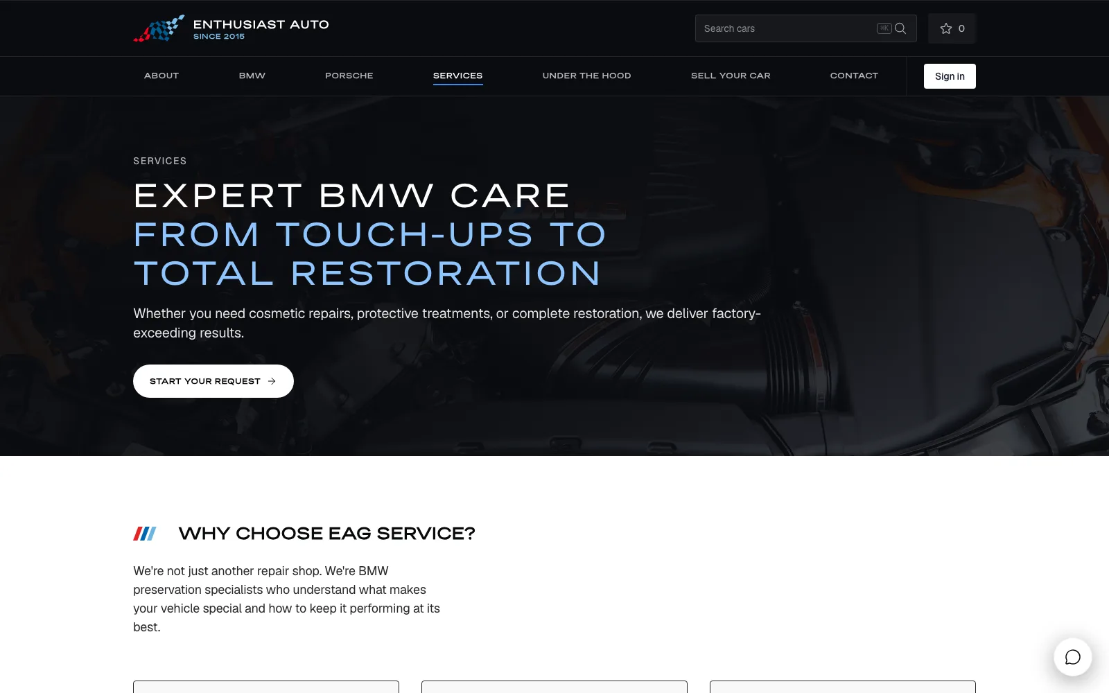 Enthusiast Auto Group services page