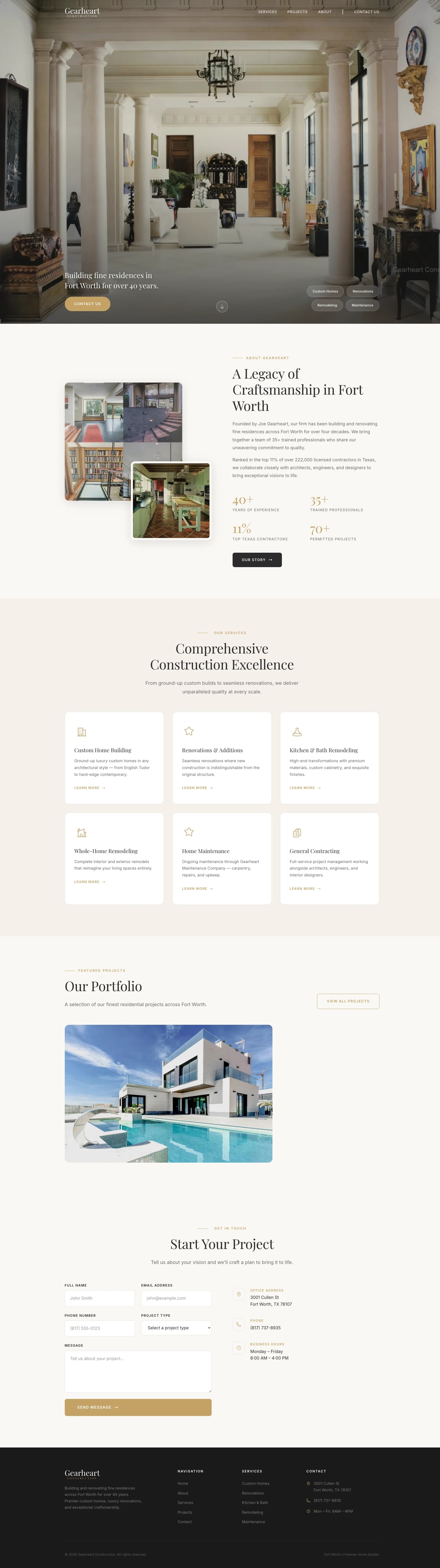Gearheart Construction landing page design